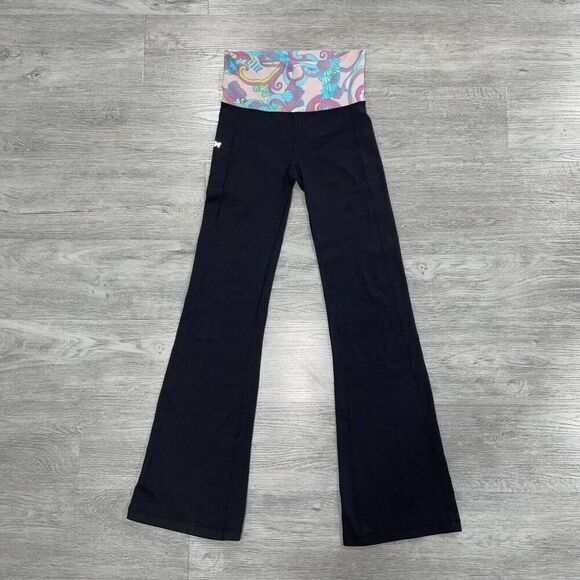 Lilly Pulitzer Pants - Lilly Pulitzer Vinyasa Fold Over Legging Pants Flare Black Women’s Small Yoga